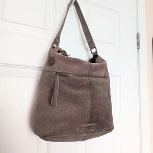 Lucky Brand Taupe Suede Shoulder Bag